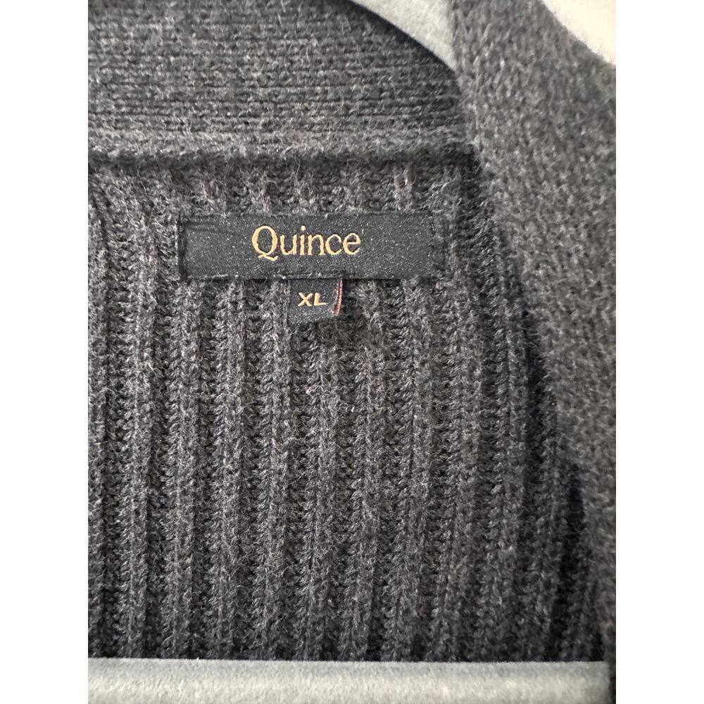 QUINCE 100% Organic Cotton Oversized Cardigan Charcoal Open Front Sweater, XL - Picture 2 of 8